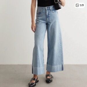 Sofie High Rise Wide Leg Cuffed Jeans in Mari